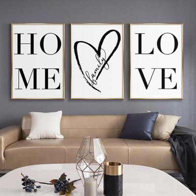 Modern Minimalism Home Wall Decor Painting Letter Sweet Home Black White Wall Art Poster and Print Family Living Room Decor Pict No Frame