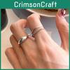 Trendy Adjustable Copper Geometric Double Layer Ring For Women Fashion Statement