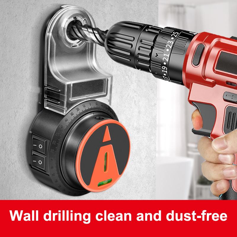 2 In 1 Drill Dust Collector & Laser Level 360° Rotatable Drilling Dust Collector Electric Self-Mounting Vacuum Sucker Drilling