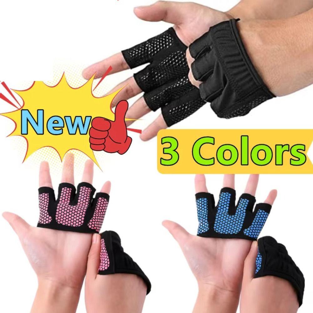 1 pair Anti-slip Gym Half Finger Gloves Breathable Fitness Gloves Cycling Gloves  Women