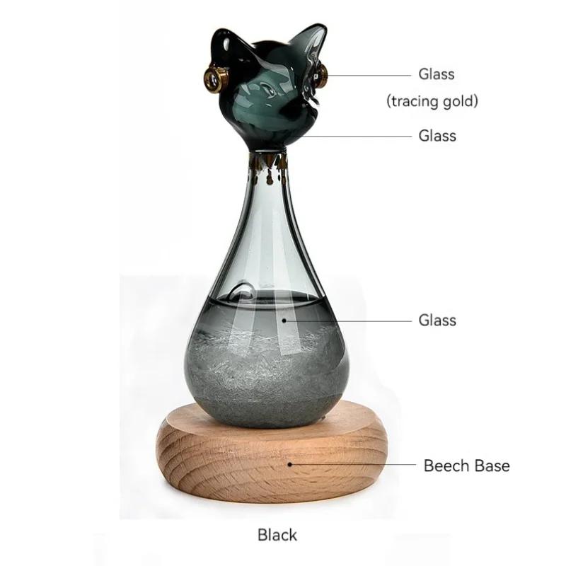1 stück Ägyptische Katze Wettervorhersage Flasche Predictor Monitor Glas Sturm Flasche Mit Holz Basis Desktop Ornamente Zimmer DecorGifts