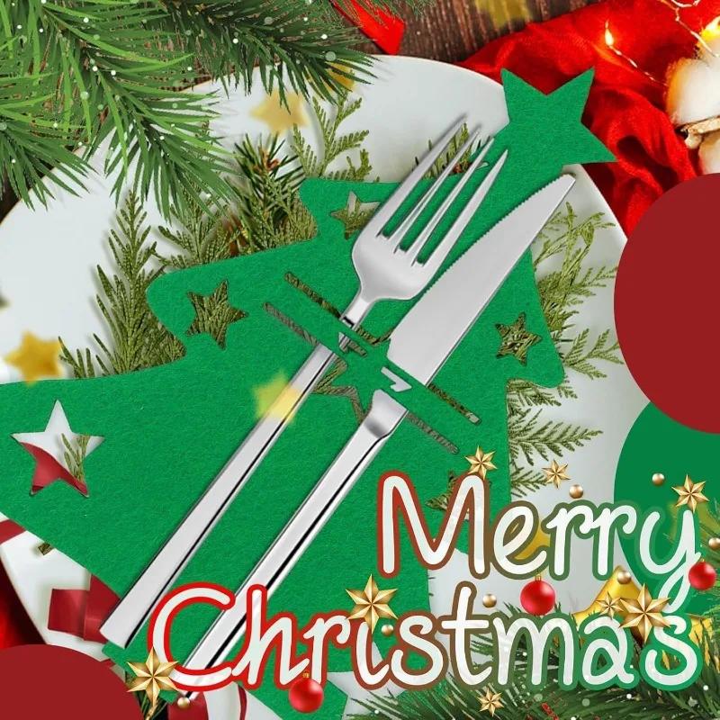 

60/2 шт. рождественские держатели для столовых приборов, рождественская елка, держатели для столовых приборов, сумки, карманы для ножей, вилок, ложек, украшения для новогодней вечеринки 2PCS