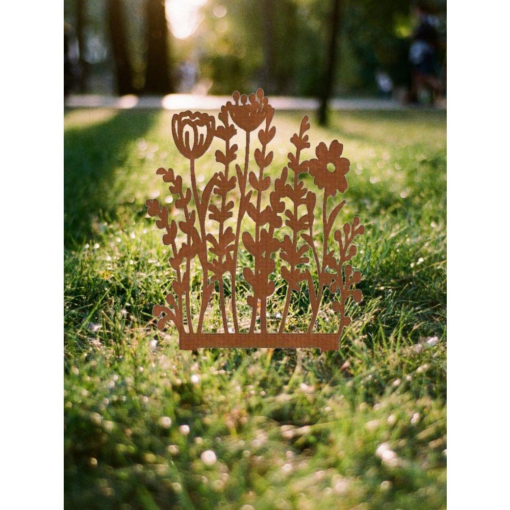 Vintage Metal Garden Stakes Rustic Lawn Ornaments for Flowerpots Outdoor Patio Decor Ground Markers Yard Art Plant Accessories