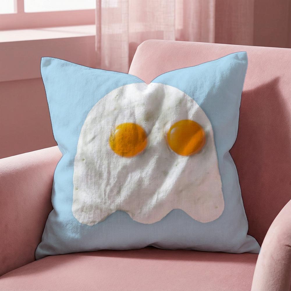 Funny Food Fried Egg Cushion Cover Multi-Scene Pillow Cover for Home & Car - Reversible, Soft & Durable for Daily Use
