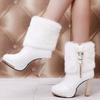 Women's Lightweight Comfortable Thick Sole Cold Warm Padded Snow Boots Non-slip Wear-resistant Outdoor Sports High-heeled Martin Cotton Boots