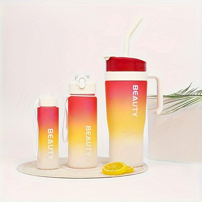 

3 шт. Стакан для льда, матовая соломинка градиентного цвета, двойной пластиковый стакан для питья воды, большая емкость для автомобильной ручки 1 set красный