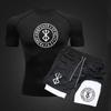 Men's Anime Double-Layer Quick-Dry Shorts & Tee Set for Outdoor Running & Fitness