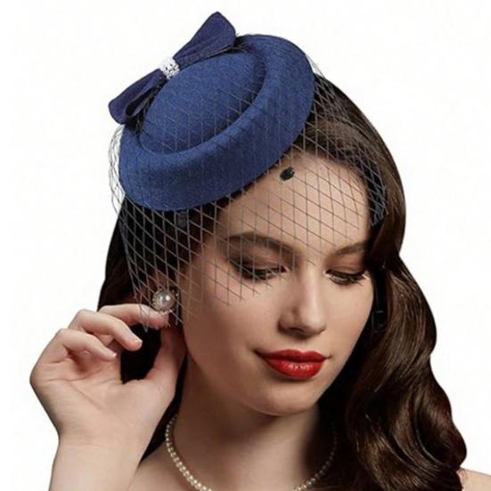 Fascinators Hat for Women Ladies 20s 50s Vintage Pillbox Hat Bridal Wedding Cocktail Tea Party Headwear with Veil