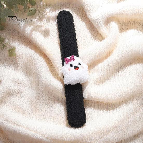 Stuffed Animal Wrist Toy 2 Pcs Halloween Slap Bracelets, Plush Pumpkin, Bat, Ghost, Black Cat Soft Portable Festive Armband Bands for Kids,