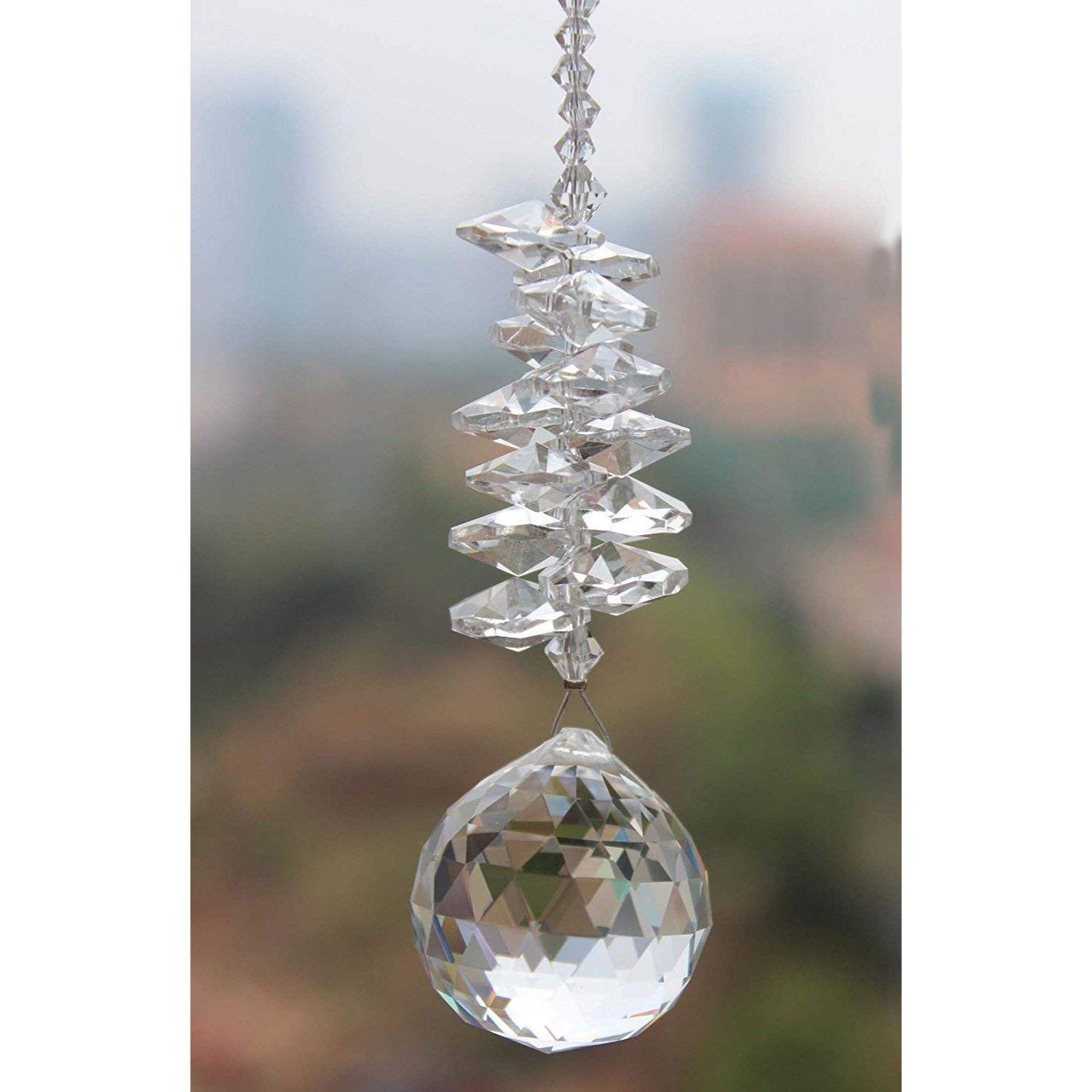 

Сверкающий хрусталь K9 Хрустальный подвесной автомобильный радужный ловец солнца Красивое подвесное украшение для балкона и сада A25