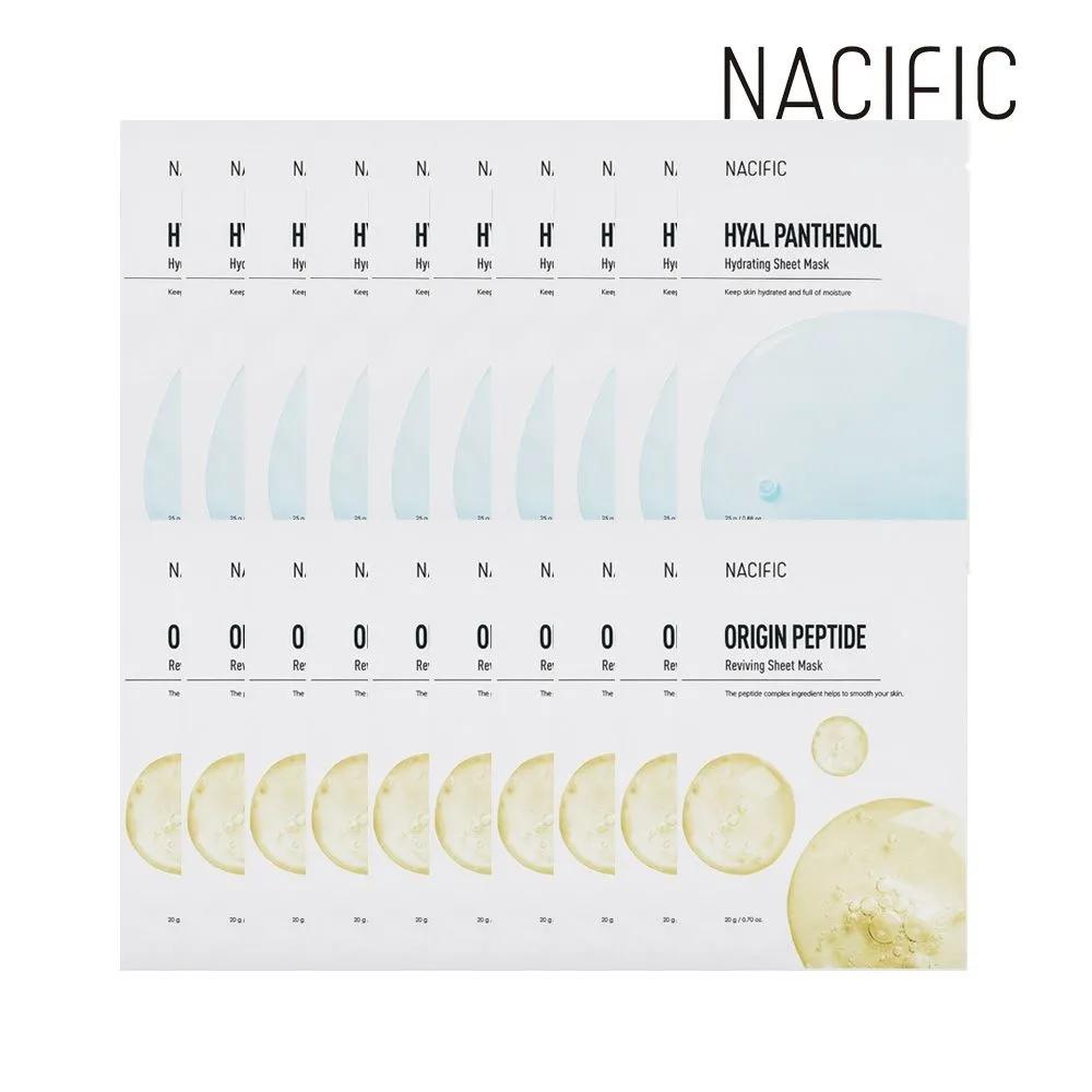 

NACIFIC Тканевая маска Origin Peptide Reviving x10 шт. + Hyal Panthenol Hydrating x10 шт.