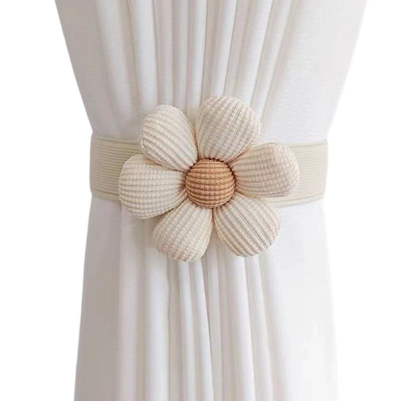 Decorative Elastic Curtain Tiebacks with Floral for Living Room or Office