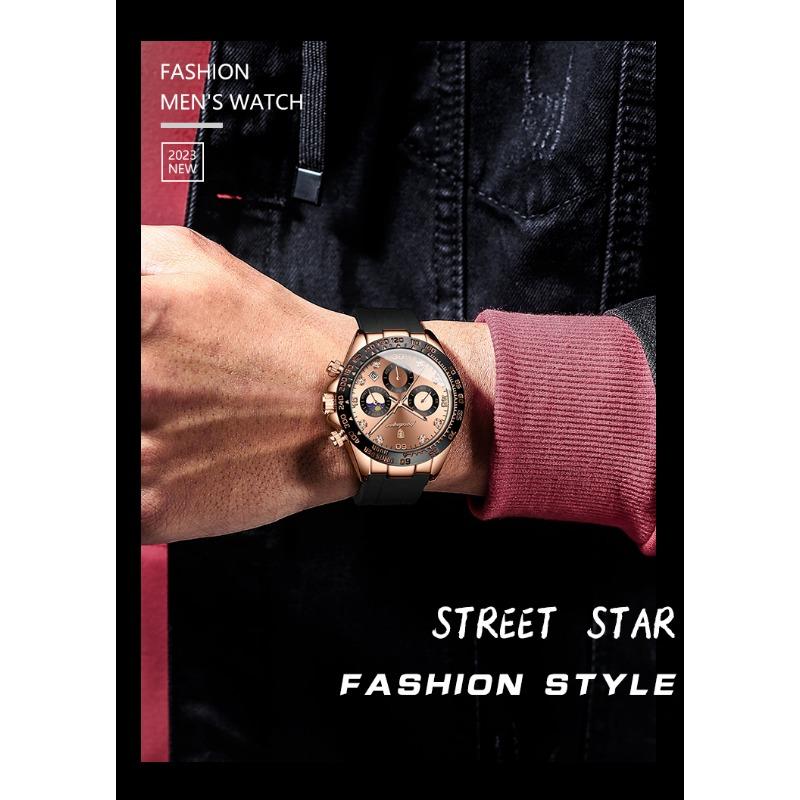 POEDAGAR Luxury Casual Top Brand Watch Business Sport Chronograph Date Luminous Waterproof Silicone Strap Watch Male reloj