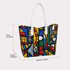 Abstract Geometric Print Casual Tote Bag Daily Use Large Capacity Portable Shoulder Bag