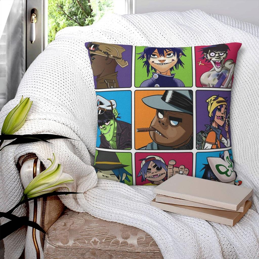 Music Band Gorillaz Square Pillowcase Cushion Cover Pillow Case Throw Pillow Cover for Home Bedroom Car