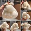 Plüsch-Schlüsselanhänger mit Schleife und Hase, flauschiger Kunstpelz, Kaninchen-Tierpuppe, Schlüsselanhänger, Halter, DIY, Handtaschen-Anhänger, Rucksack-Dekoration, Kinder, Erwachsene, Geburtstagsgeschenk