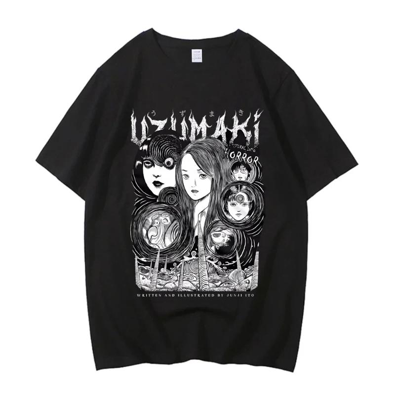Junji Ito tričko dívka Trendy 80. léta Univerzitní Grafické Barevné estetické tričko Univerzitní anime 2000. léta Punk Pastelové kawaii