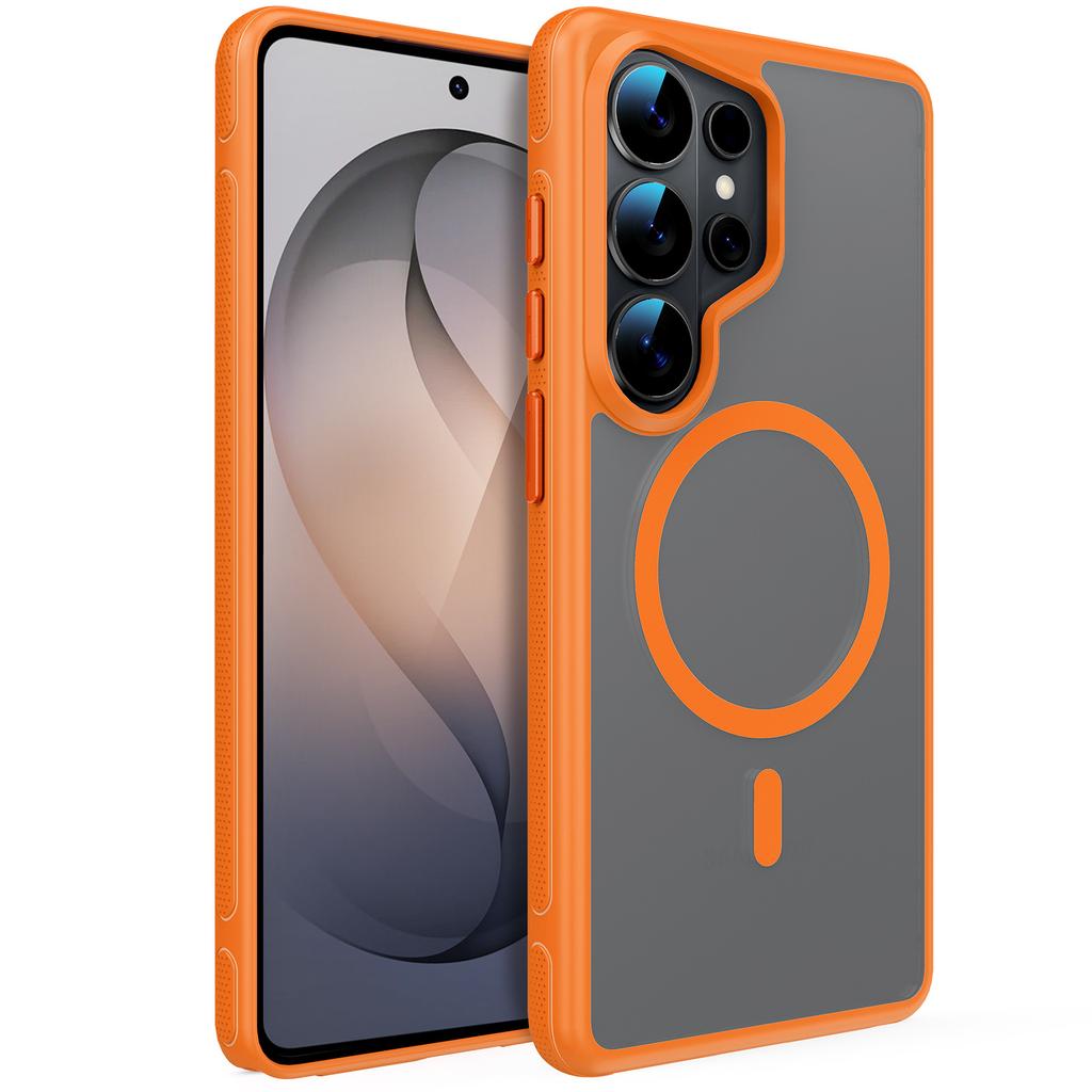 case for Samsung S26 plus ultra Matte skin texture semi transparent Magnetic protective cover Wireless Charging Anti-Fingerprint