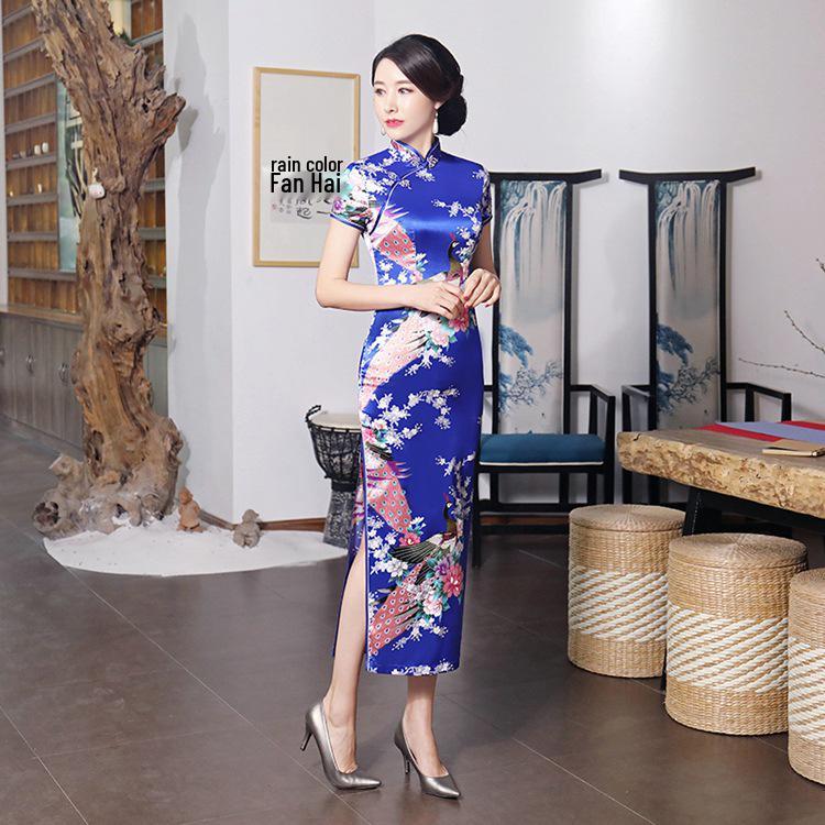 Plus Size Retro Long Cheongsam Dress - Chinese Style, Old Shanghai