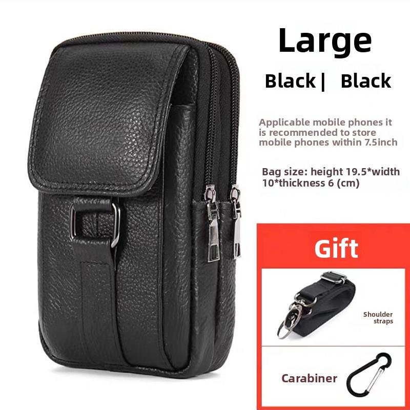 Men's Mobile Phone Waist Bag Outdoor Work Chest Bag PU Cigarette Case Key Chain Wear Belt Backpack Sport Hiking Portable Satchel
