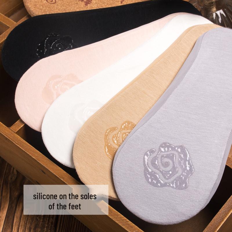 Premium Ice Silk No-Show Socks - Seamless, Non-Slip Silicone, Women's One Circle Design