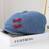 Britische Retro Denim Karomuster Achtel-Mütze Kinder Baskenmütze Frühling und Herbst neue Mode Gesichtszeitungsjungenmütze