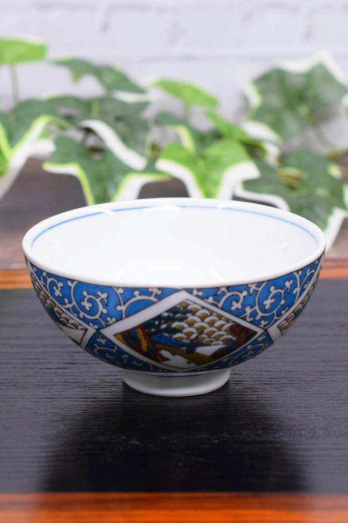 Waza no Kura Stylish Kutani Ware Rice Bowl with Arabesque Landscape Design - High-Quality Brand Japanese Tableware - Made in Japan - Perfect Gift for