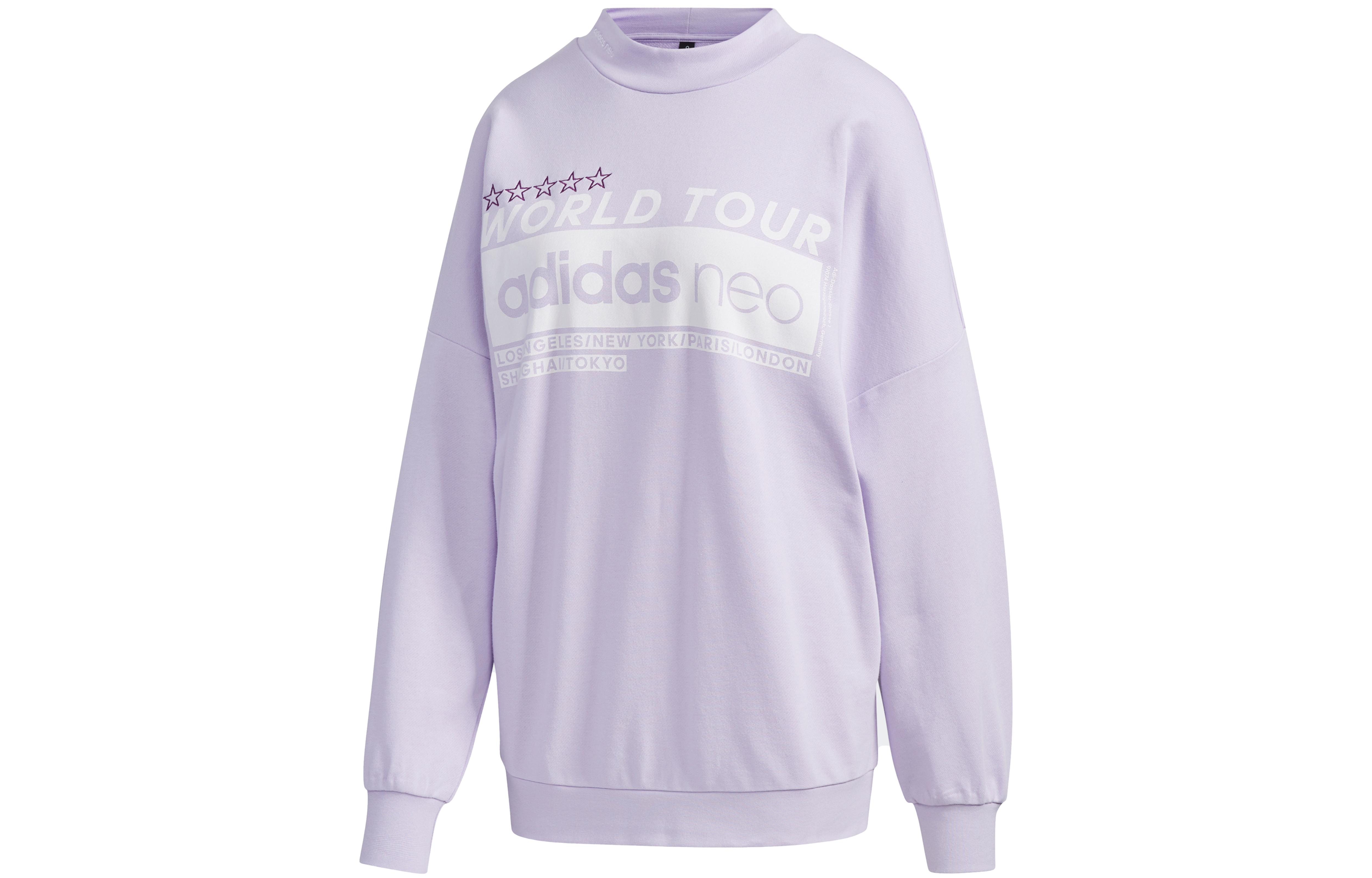 Adidas Neo Sweatshirts Women s Light Purple Crew Neck Moderate Regular FU1054 S