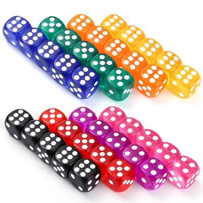 GWHOLE 6-sidigt TRPG-tärningsset 40 stycken 14 mm Transparent Rundade hörn 8 färger Röd Gul Blå Grön Lila Orange Svart Rosa