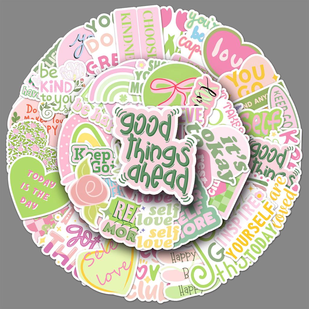 50 Danish Flour Inspirational English Graffiti Stickers Personalized Decoration Mobile Phone Computer Water Cup Stickers