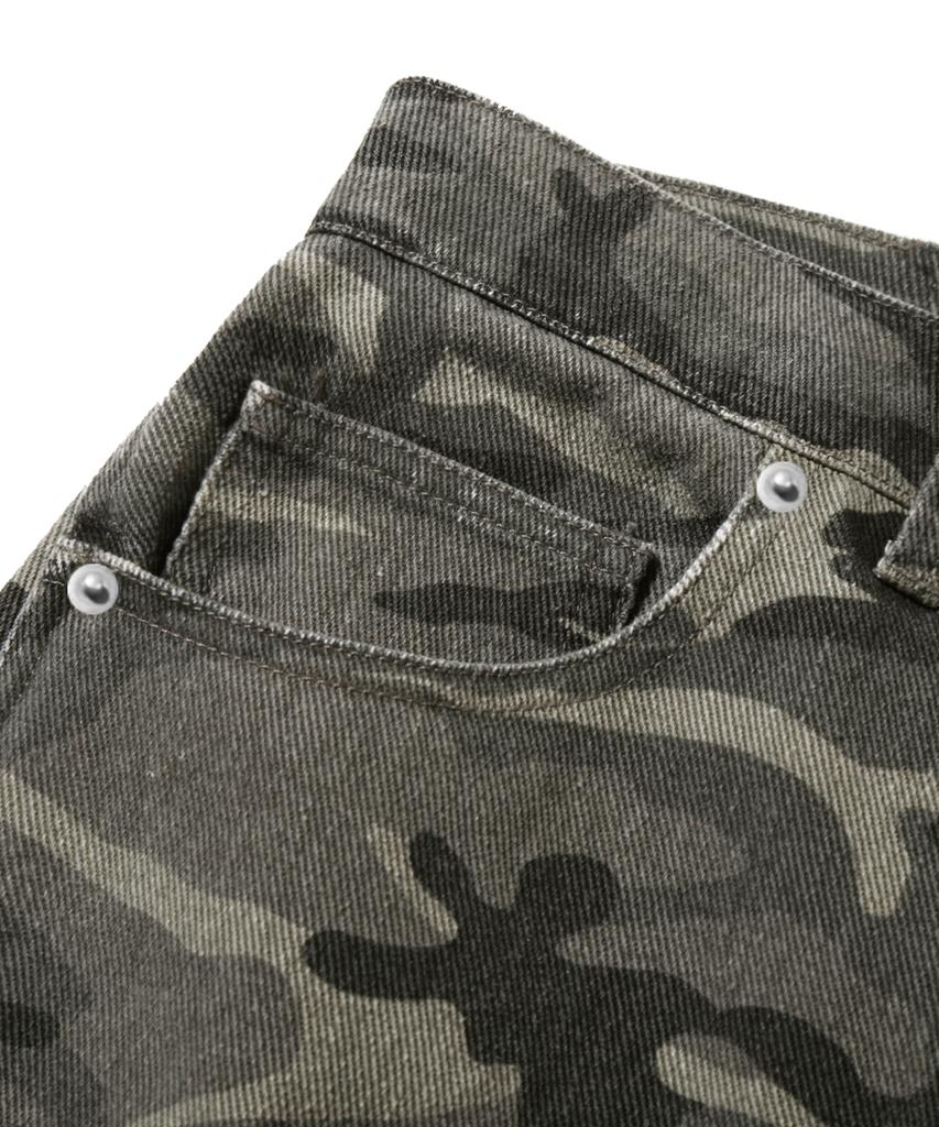 TRILLION Camo Wide Curved Cotton Pants_Light Khaki