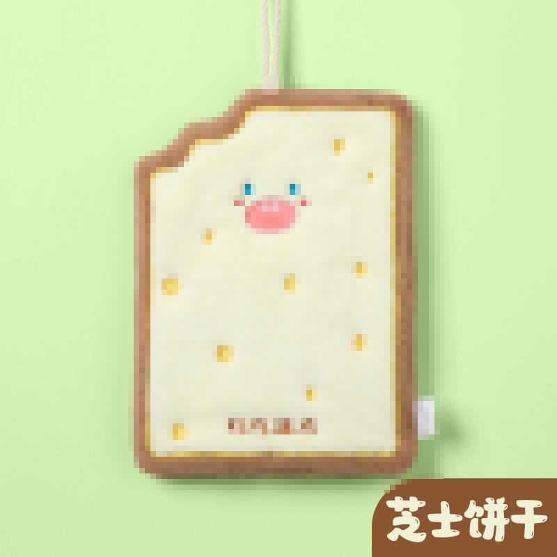 

Cute coral fleece cartoon bread cheese hand towel hanging towel soft absorbent bathroom kitchen no hair loss