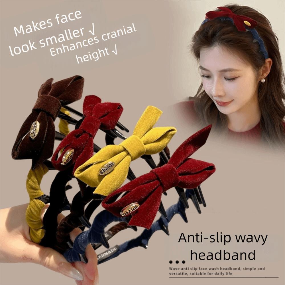 Non-slip Bow Headband U-shaped Tooth Comb Hair Hoop  New Year Hair Styling Accessories