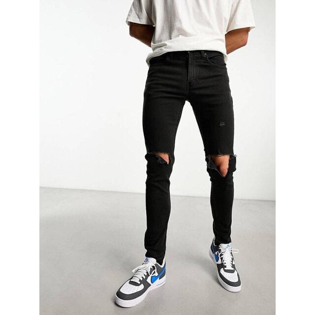 

Черные зауженные джинсы Levi s Skinny с разрезами на коленях