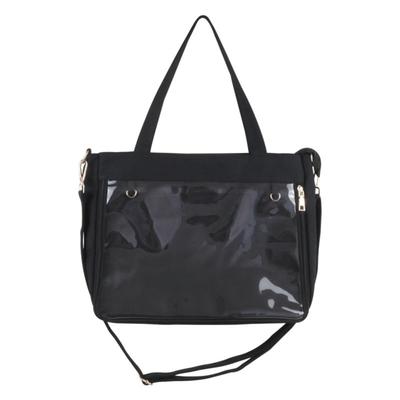 NASSIA Tote Bag, Handbag, Shoulder Bag, Clear Pocket, Ita-Bag, Perfect for Otaku Activities and Concerts (Black)