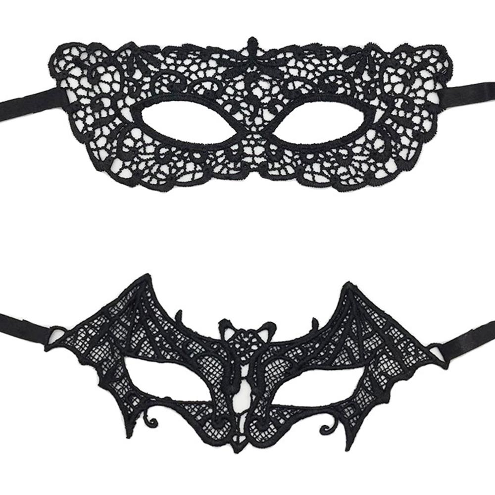 2PCS Halloween Makeup Ball Half Face Lace Mask