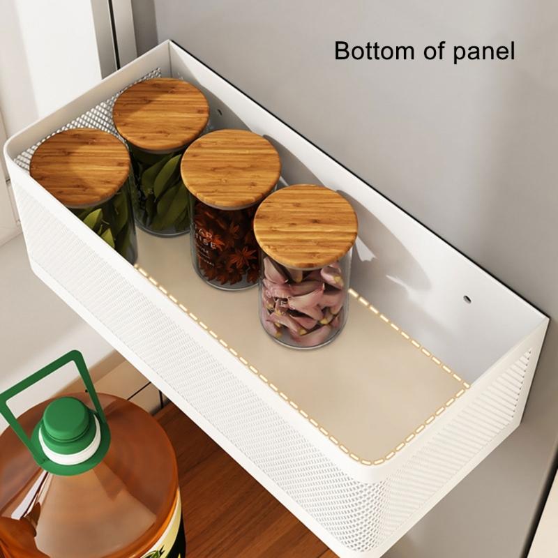 Magnetic Refrigerator Side Storage Basket Carbon Steel Condiments Storing Rack Convenient Metal Spices Bottle Holder