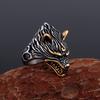 Stainless Steel Nordic Ice Wolf Ring for Men Viking Warrior Rune Jewelry Mythical Animal Gift