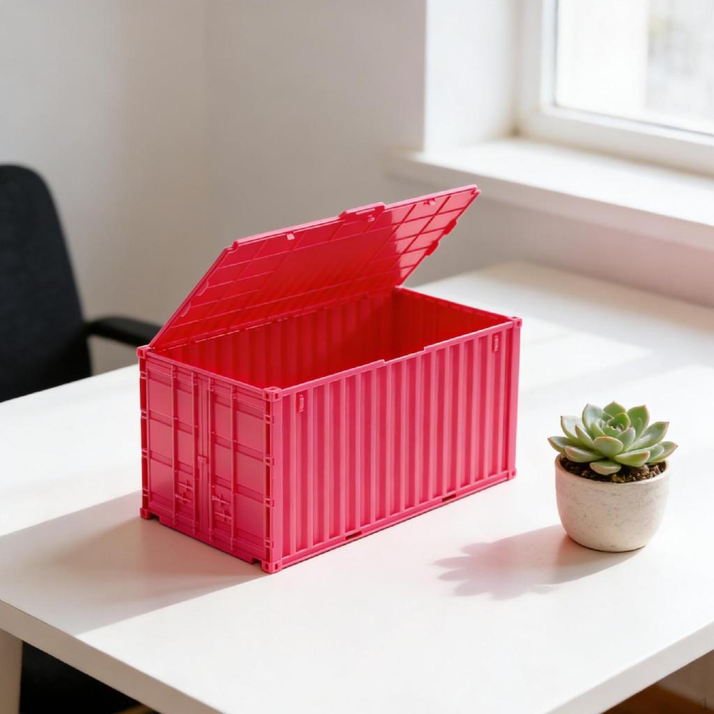 Mini Desktop Storage Box Shaped Like A Container, Large Capacity, Practical And Unique, with