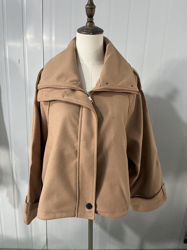 2025 Autumn/Winter Women's Wool Coat, European & American Sizes, Stand Collar, Single-breasted, Fashionable Temperament Design.