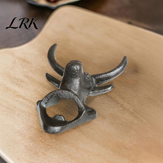 Retro Bottle Opener Elk Cow Head Opener, Wall Mounted Beer Cap Heavy Duty Cast Iron Remover, Rustic for Home Bar, Industrial Decor