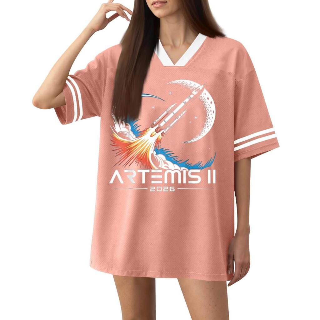 Womens V Neck Short Sleeve Sports Jersey T Shirt Loose Fit Graphic Printed Athletic Top Casual Wear