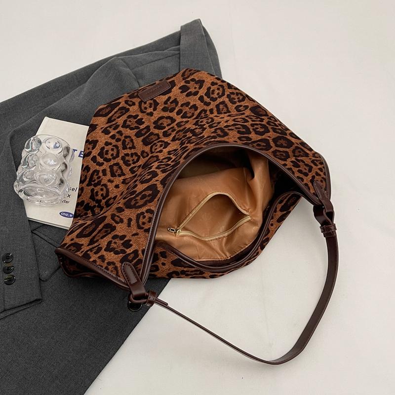 Leopard Print Large Capacity Tote Bag Women Crossbody Bag Commuter Shoulder Bag