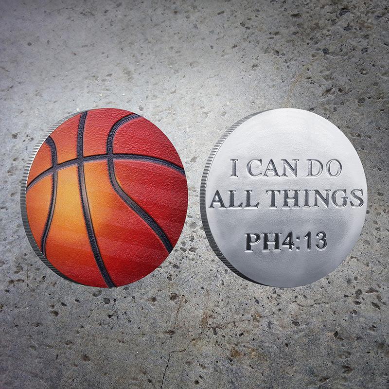 Basketball coins, gratitude coins, beauty challenge coins, commemorative medals, reliefs, colors, baked paint серебряный