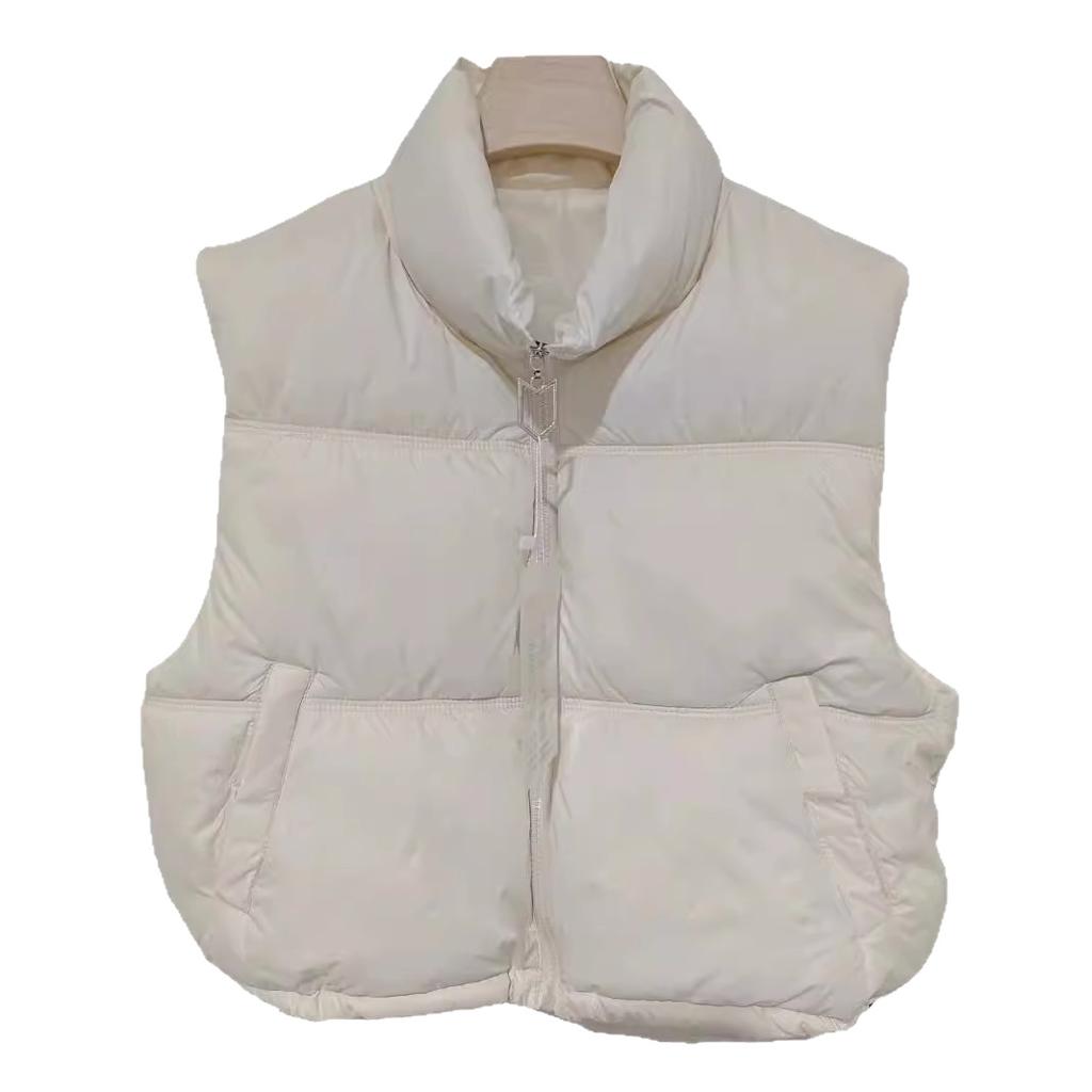 European and American style autumn and winter vest women's fashion temperament stand-up collar cardigan cotton vest warm jacket