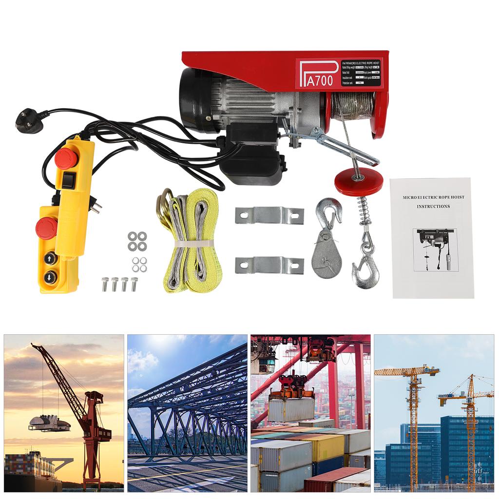 Electric Hoist, 1543 Lbs Electric Winch, Electric Lift, 110 V Electric Hoist with Remote Control & Single/Double Slings
