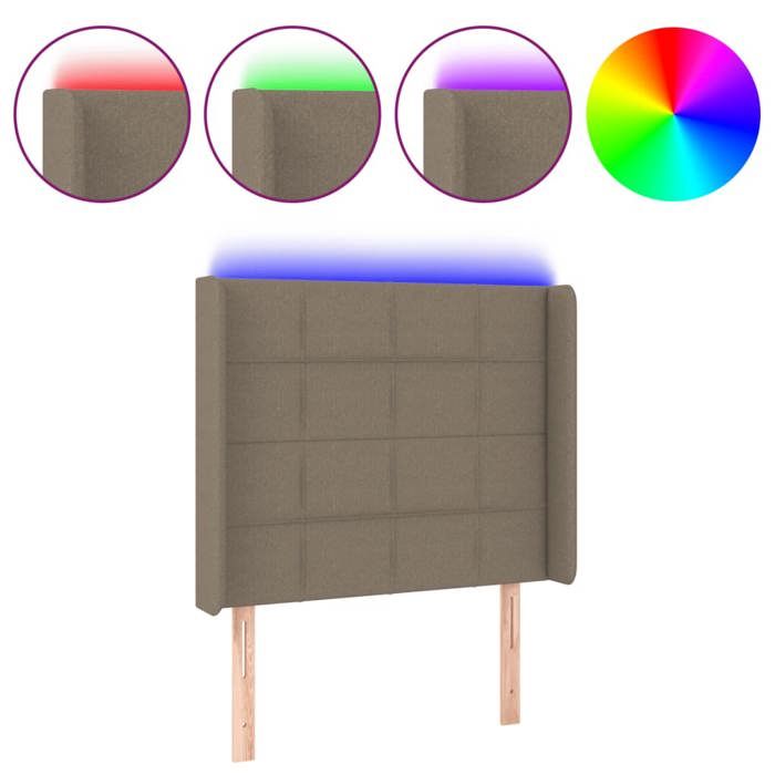 VidaXL Tête de Lit à LED Meuble de Chambre à Coucher Accessoire de Lit Simple Tête de Cadre de Lit Intérieur Taupe 3124026