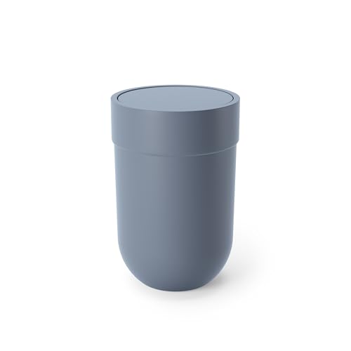 Official Umbra Touch Can Trash Can, Slate Blue, with Swing Lid, Round, 6L Capacity