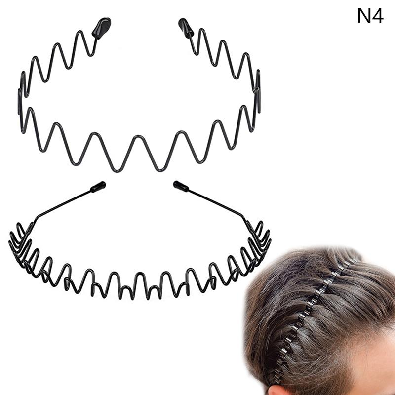 Non-Slip Black Metal Waved Style Sports Hairband Durable Men Women Unisex Hair Band Casual Adult Headwear Boy  Gift