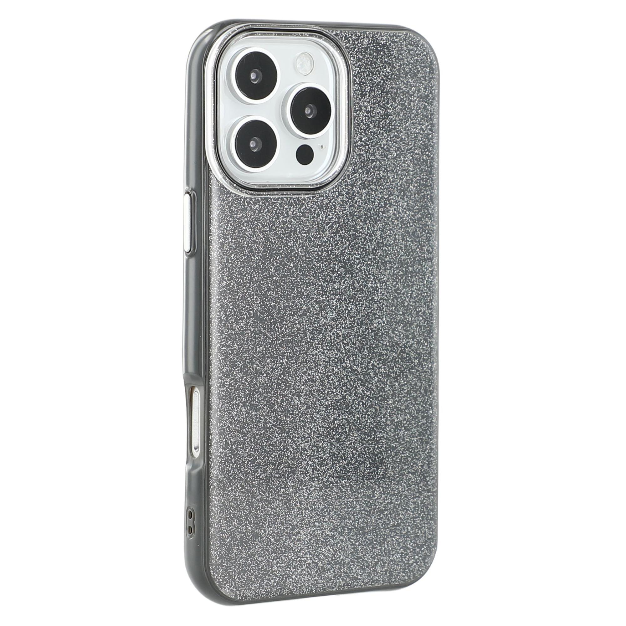 

Чехол для iPhone 16 Pro Max с блестящим дизайном, задняя крышка телефона из ТПУ+ПК с IMD Black